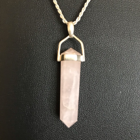 Sterling Rose Quartz necklace - Picture 2 of 11
